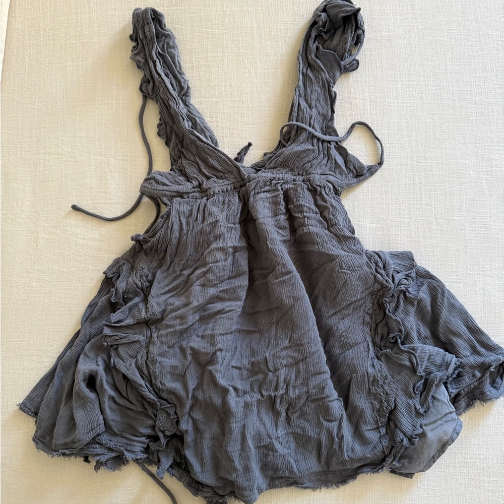 Free People Gray Ruffled Dress